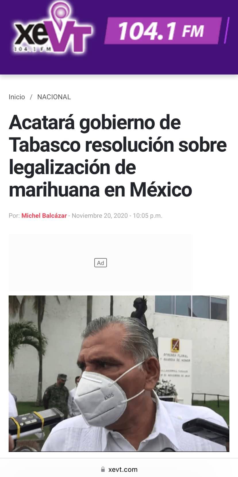 Acatará gobierno de Tabasco resolución sobre legalización de marihuana en México